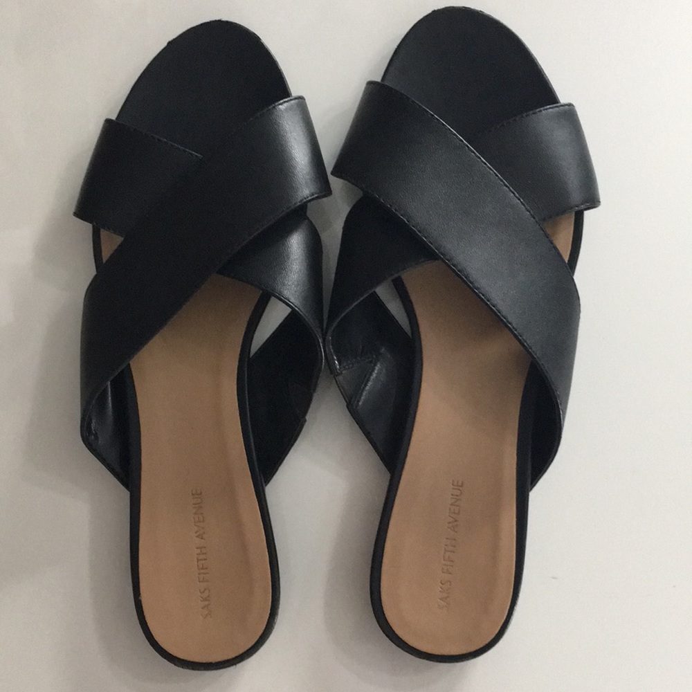 Saks Fifth Avenue Leather Slides